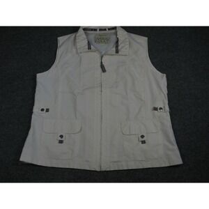 Rainforest Womens Vest‎ Medium Cream White Full Zip Mesh Lined Pockets #2061